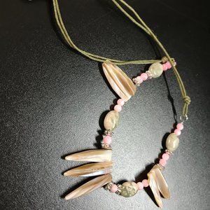 19 1/4" Beaded Necklace with Mother Of Pearl Focals
